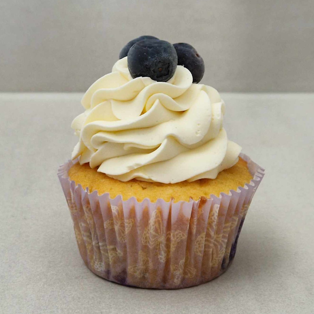 Cupcakes blauwe bessen met witte chocola