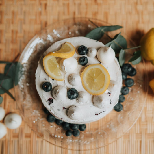 Citroen bosbessen chiffon taart