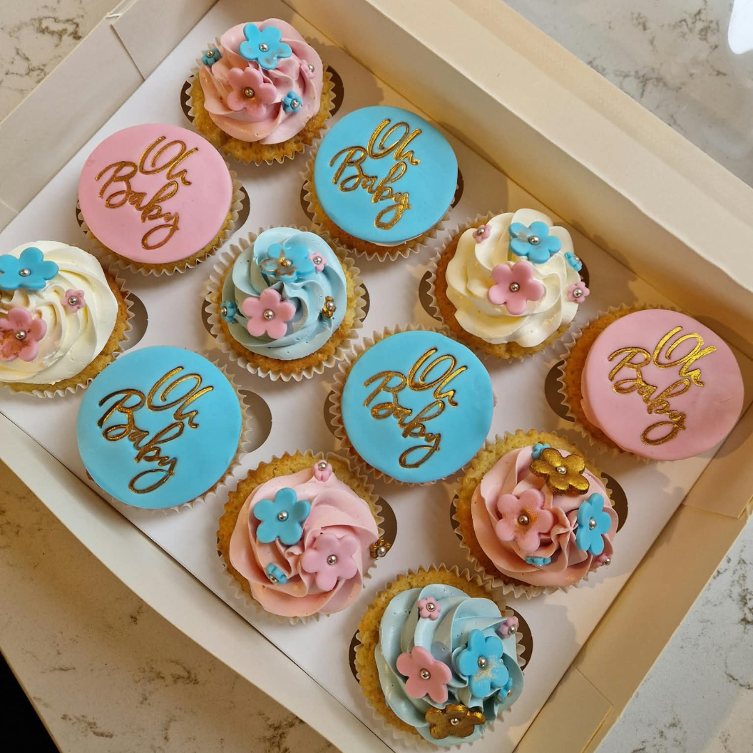 Gender reveal cupcakes