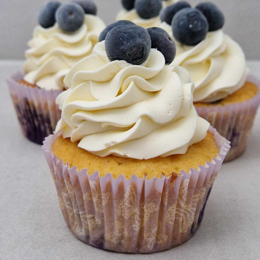 Cupcakes blauwe bessen met witte chocola